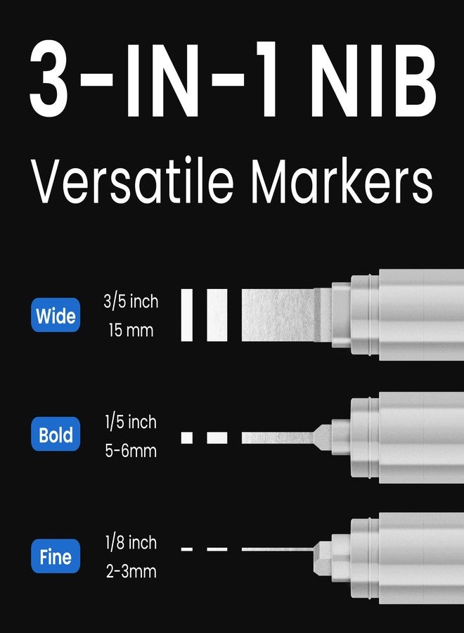 BIGTHUMB 3 Pcs Silver Jumbo Permanent Markers: 15mm Wide Tip Thick Acrylic Paint Pen Large Calligraphy Marker for Rock Painting, Poster, Sign, Canvas, Glass, Wood, Ceramic - Image 2